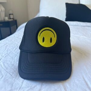 Black Smiley Face Trucker Hat